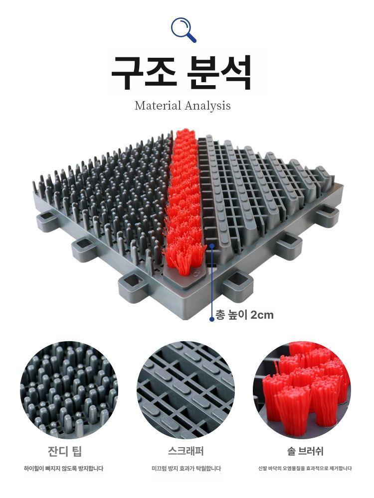 대형 발매트 플라스틱 신발털이 야외 실외발판 로비 웰컴 현관 사이즈 블록 흙털이 - 상세 이미지 5