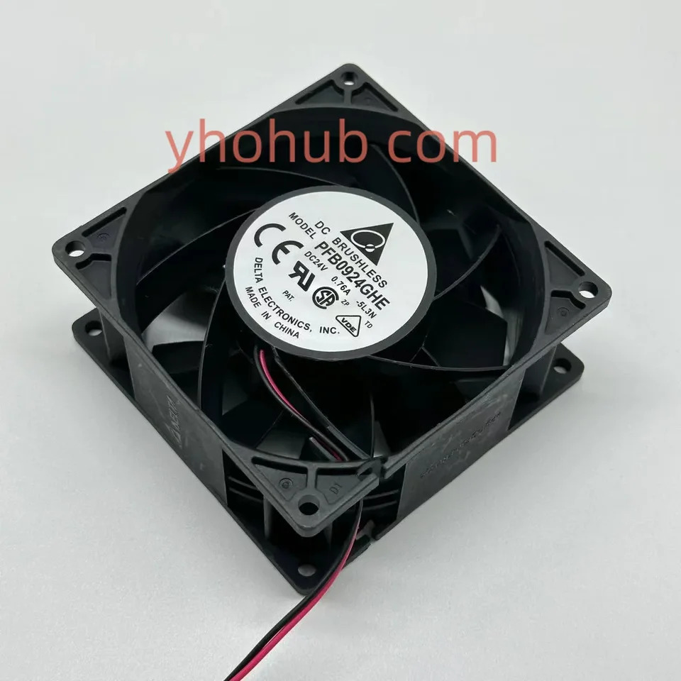 Delta Electronics PFB0924GHE 2 와이어 서버 냉각팬 DC 24V 0.76A 90x90x38mm