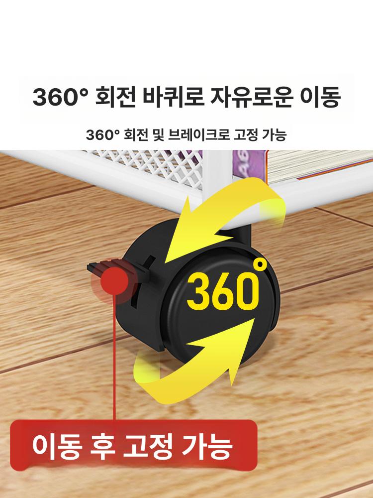 이동식 트롤리 철제 수납장 틈새선반 바퀴형 아래 메쉬선반 정리 사무용 랙 수납함 - 상세 이미지 3