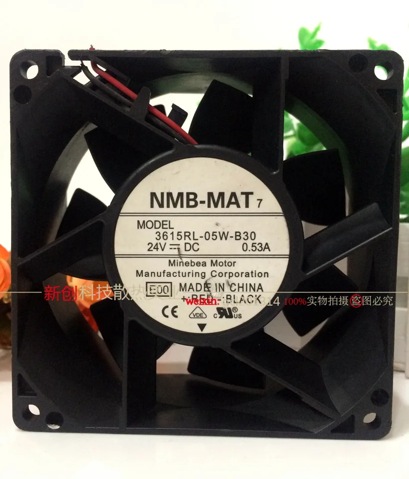NMB-MAT 2핀 서버 냉각팬 3615RL-05W-B30 E00 DC 24V 0.53A 90x90x38mm
