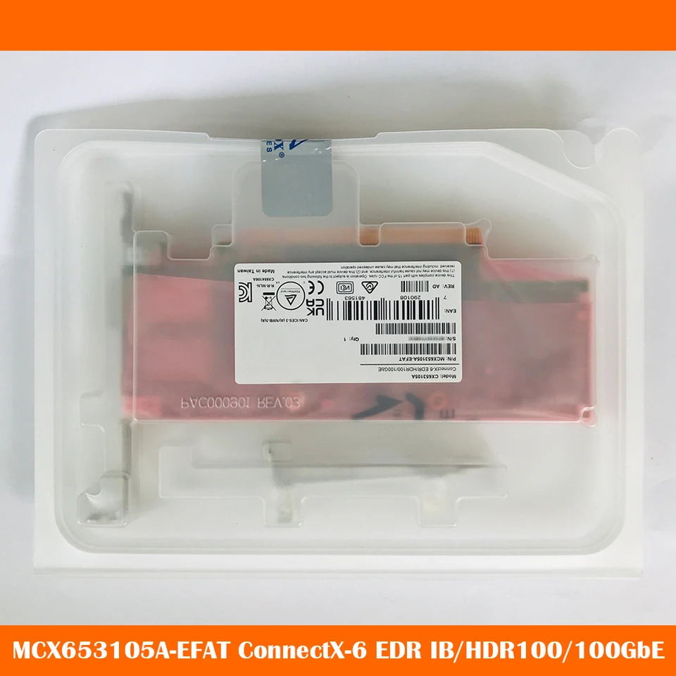 단일 포트 네트워크 카드 NIC CX653105A MCX653105A-EFAT ConnectX-6 EDR IB/HDR100/100GbE
