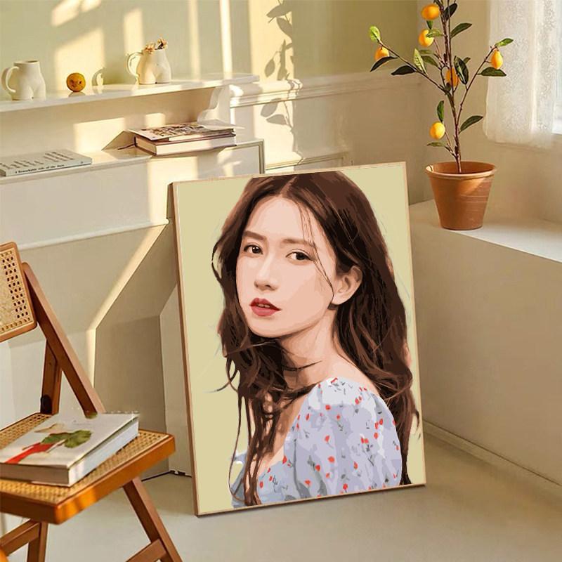 DIY 유화 사진 맞춤 제작 손그림 창의적 선물 인쇄 페인팅 24색 유화 세트 (페인트+붓+내부 프레임) 40x60 - 상세 이미지 4