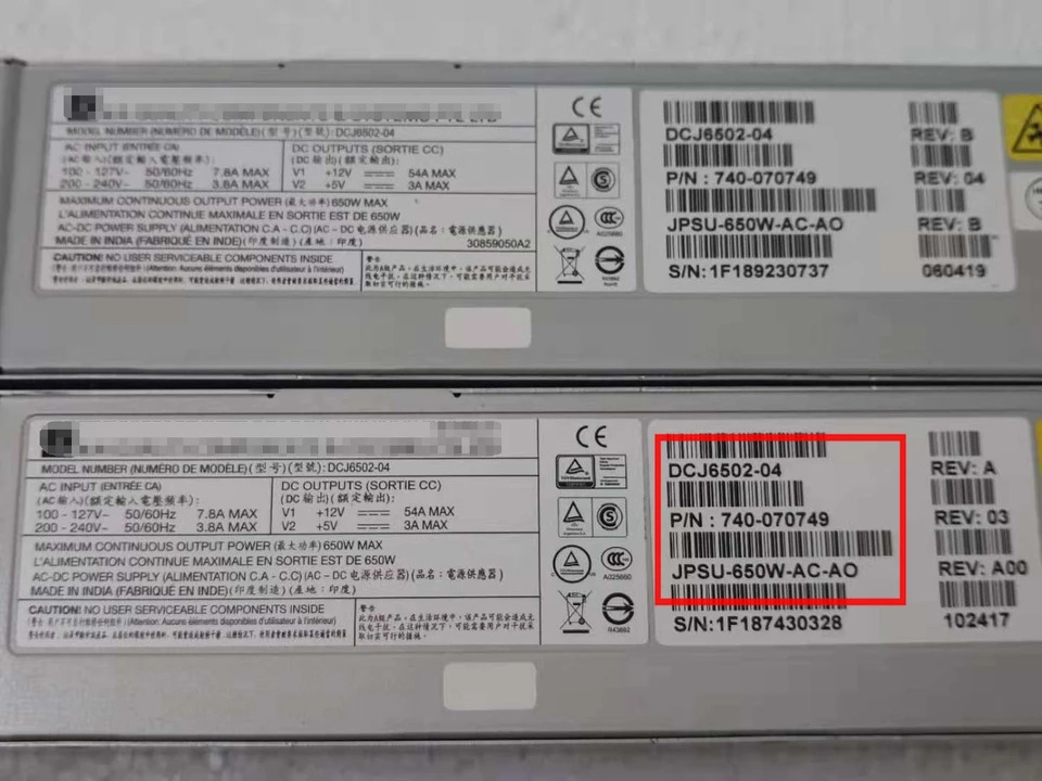 DCJ6502-04 주니퍼 네트워크 스위치 전원공급장치 JPSU-650W-AC-AO 740-070749