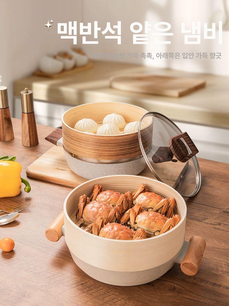 편백 나무찜기 찜솥 업소용 적층식 원형 뚜껑 식당 찜통 찜판 다용도 사각 해산물 - 상세 이미지 2