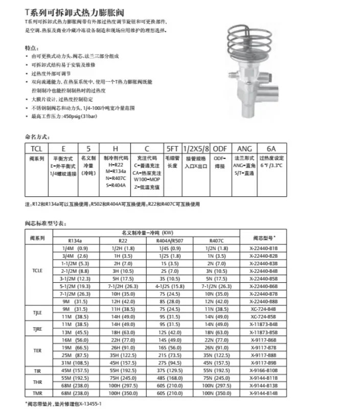팽창 밸브 파워 헤드 온도 센서 XB-1019MC-1B XB-1019MW55-1B 2B R134A