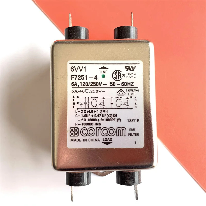 CORCOM 전자기 방지 EMI IEC 필터 6VV1 F7251-4 6A