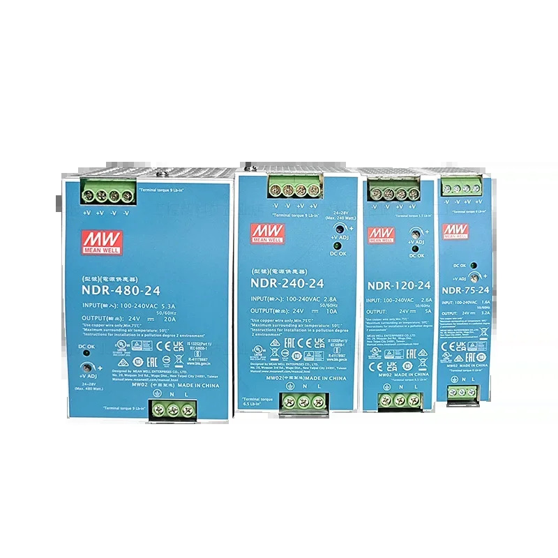 EDR Mingwei 변압기 NDR 스위치 전원공급장치 레일 장착 24V 12V 48V DC 75 W 120 150W 10A5A