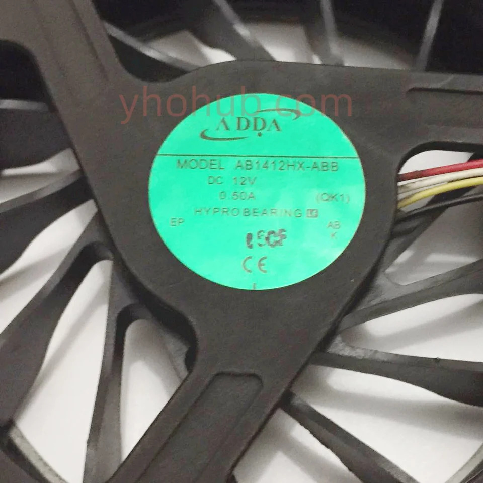 ADDA AB1412HX-ABB DC 12V 0.50A 4 와이어 서버 냉각팬