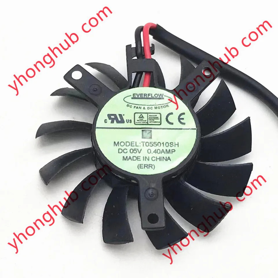EverCool-T055010SH DC 5V 0.40A 직경 45mm 구멍 C.T.C 35x35x27mm 2-와이어 프레임리스 냉각팬