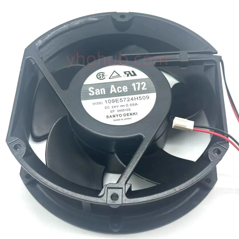 Sanyo Denki 109E5724H509 DC 24V 0.58A 172x150x51mm 2핀 서버 원형 팬