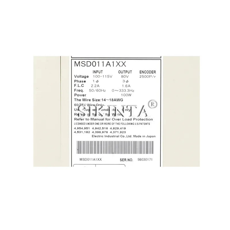 AC 서보 드라이브 MSD011A1XX 완전히 리퍼