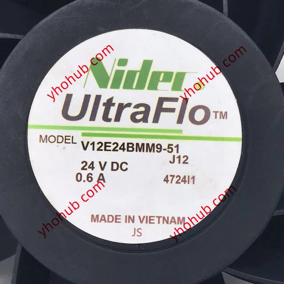 Nidec V12E24BMM9-51 2 와이어 서버 냉각팬 J12 4724I1 DC 24V 0.6A mm