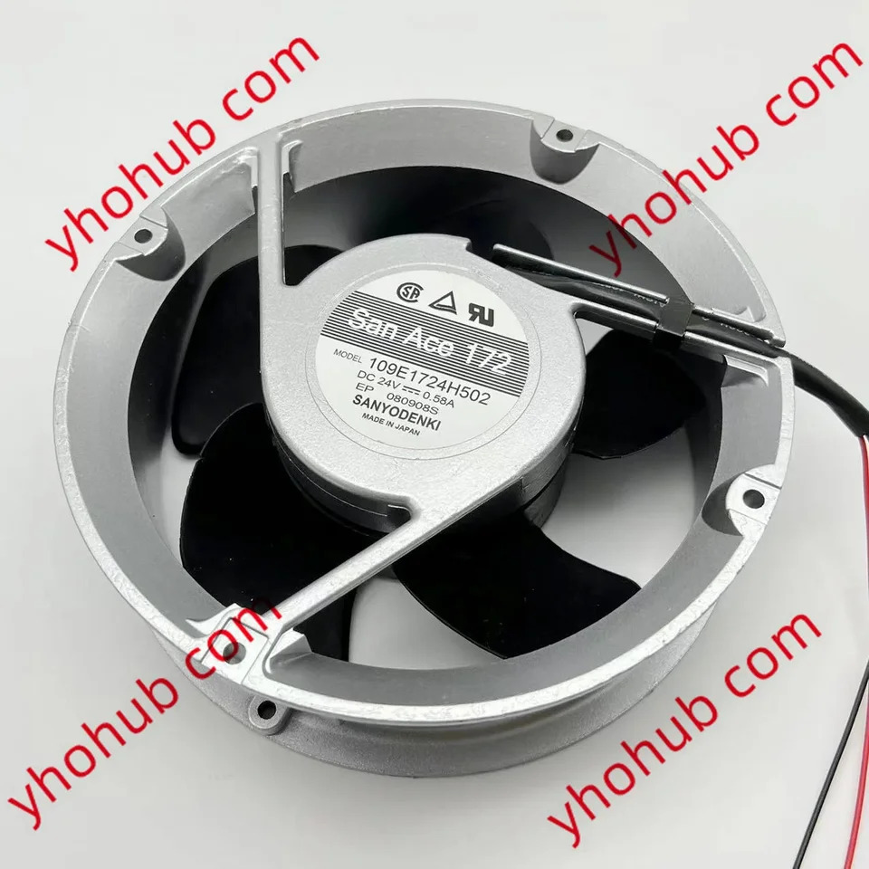 Sanyo Denki 2 와이어 서버 냉각팬 109E1724H502 DC 24V 0.58A 172X172X51mm
