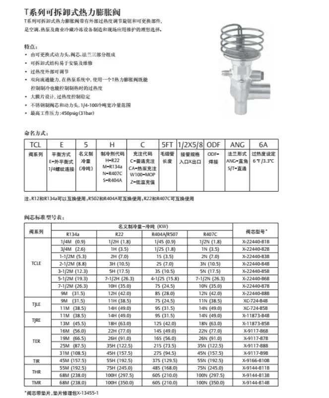 확장 밸브 파워 헤드 XB-1019NW100-1B XB-1019NC-1B R407C