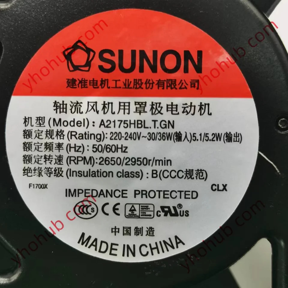 SUNON A2175-HBL A2175HBL 2 와이어 서버 냉각팬 AC 220V 0.11A 172x152x51mm