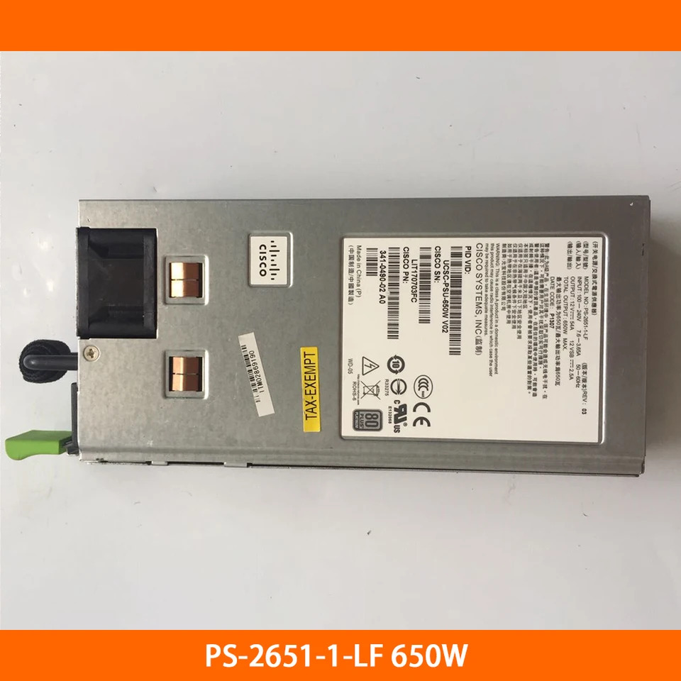 서버 Clsco PS-2651-1-LF 650W UCSC-PUS-650W V02 341-0490-02 A0 전원공급장치