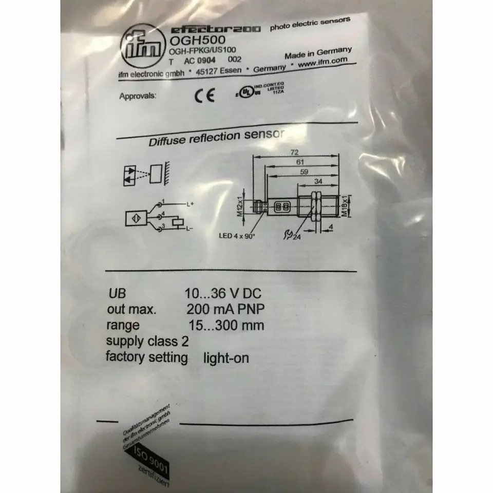 신형 스위치 확산 반사 센서 IFM OGH500 1PC