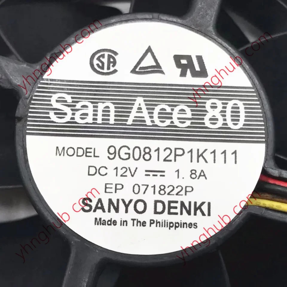 Sanyo Denki 4 와이어 서버 냉각팬 9G0812P1K111 DC 12V 1.8A 80x80x38mm
