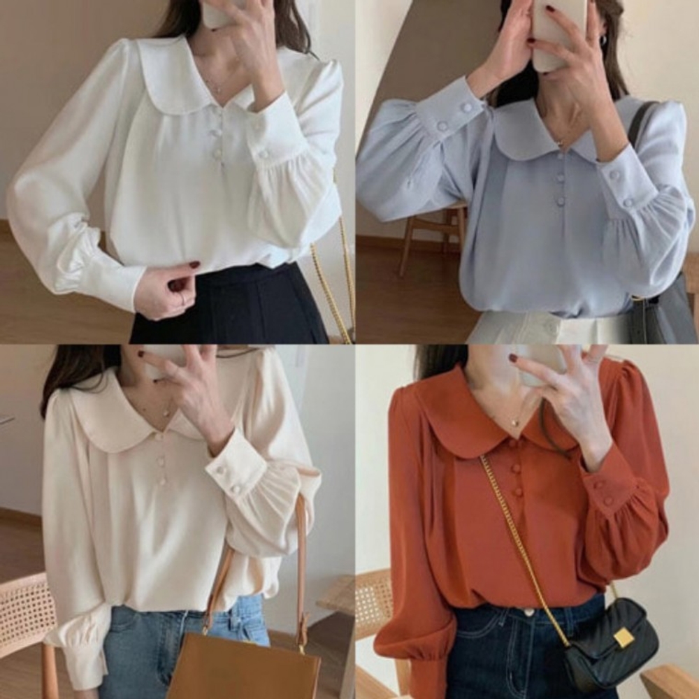 J2K 여성 쉬폰 데일리 블라우스 둥근 카라 오피스룩 데이트 - 상세 이미지 2