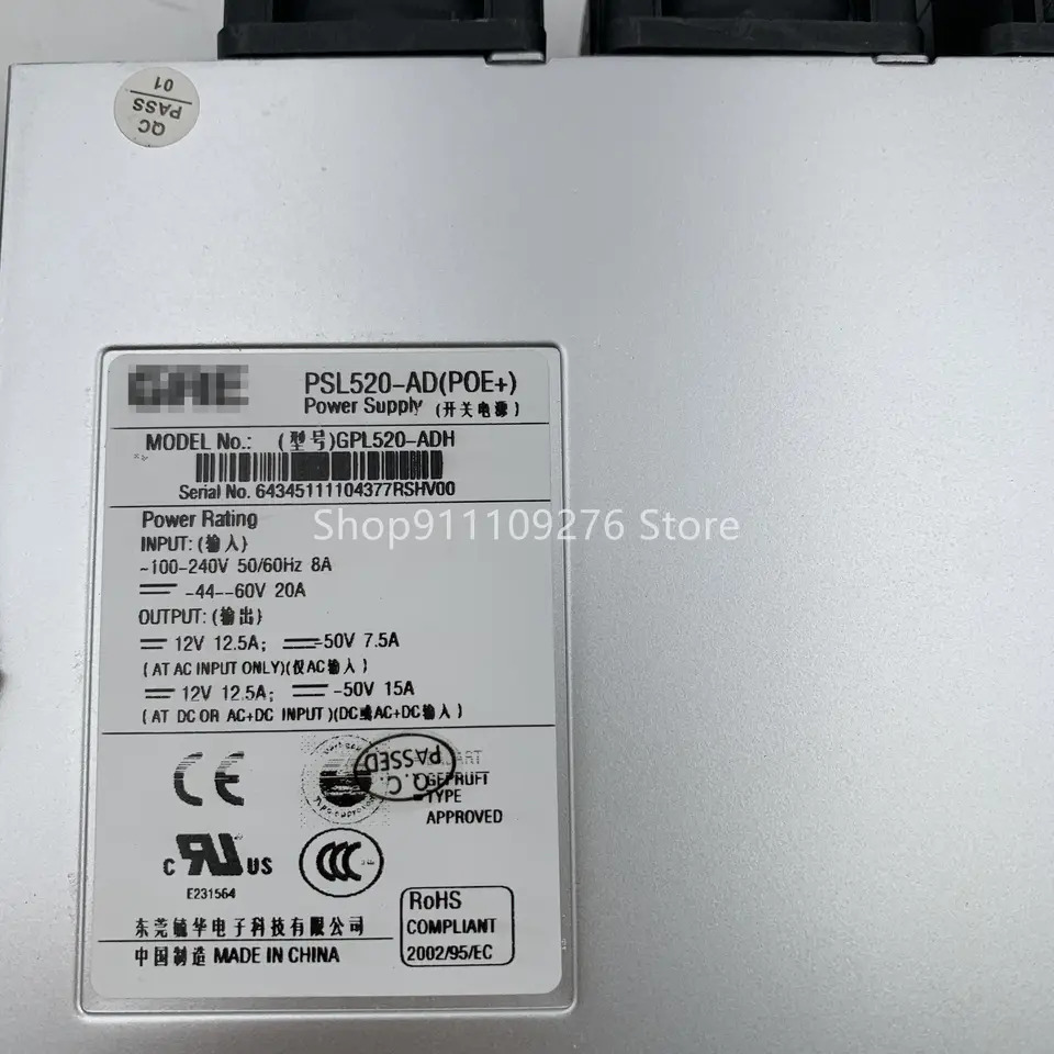 리퍼 PSU H3C S5500 5120 스위치 POE 전원공급장치 PSL520-AD GPL520-ADH MAX 520W
