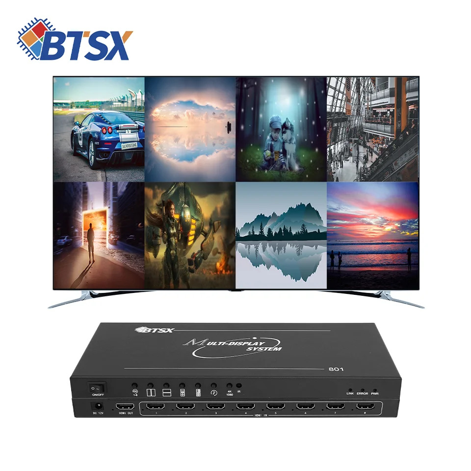 Bitvisus HDMI 멀티 뷰어 IR 리모컨 8 입력 1 출력 8x1 3840x2160  30Hz
