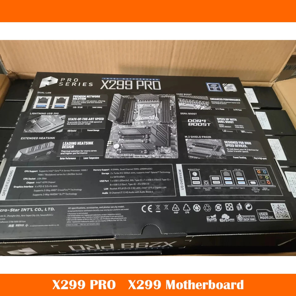 X299 PRO LGA2066 DDR4 M.2 x 2 SATA3 6 256GB 마더보드 미세 신