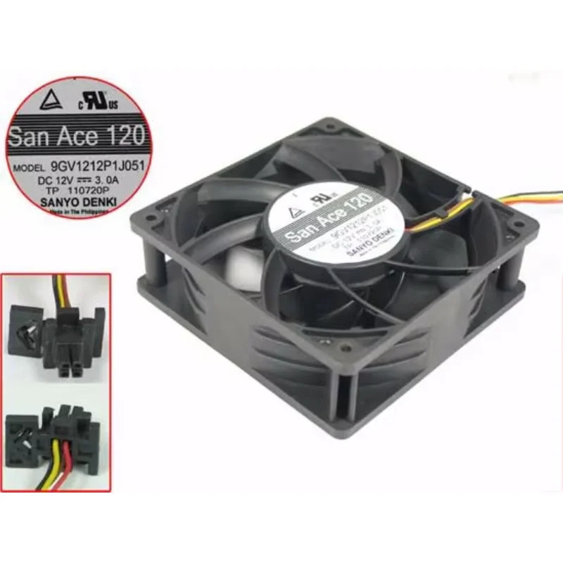 Sanyo Denki 4 와이어 서버 냉각팬 9GV1212P1J051 DC 12V 3.00A mm