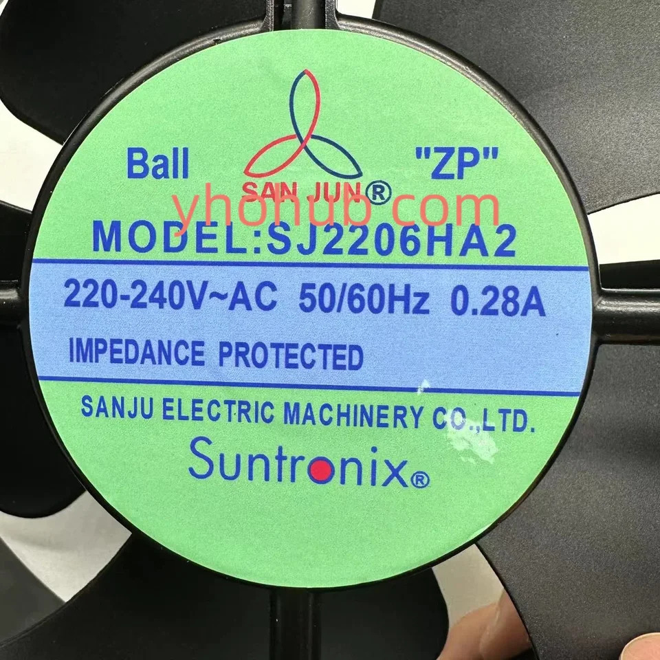 San Jun 2 와이어 서버 라운드 냉각팬 AC 220V 0.28A 220x220x60mm SJ2206HA2