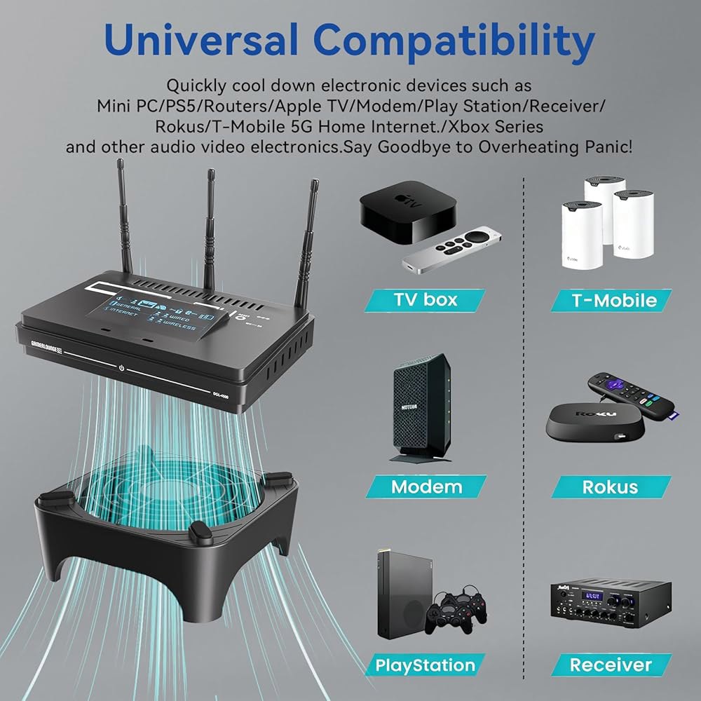 GSCOLLER X1 USB 냉각 팬, 케이블이 내장된 18dB 초조용 120mm 컴퓨터 라우터, 수신기, 앰프, DVR, 플레이스테이션, Xbox, 캐비닛 등에 적합한 휴대용 - 상세 이미지 2
