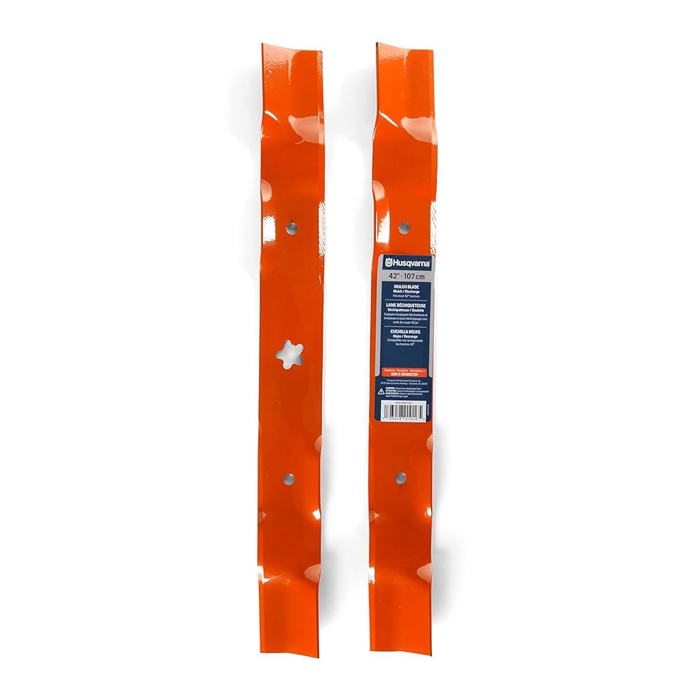 Husqvarna 106.7cm(42인치) 멀칭 잔디 깎는 기계 594892701 잔디깎이, OEM 부품 팩 번호 교체품, 2개 라이딩 블레이드, 오렌지, - 상품 이미지