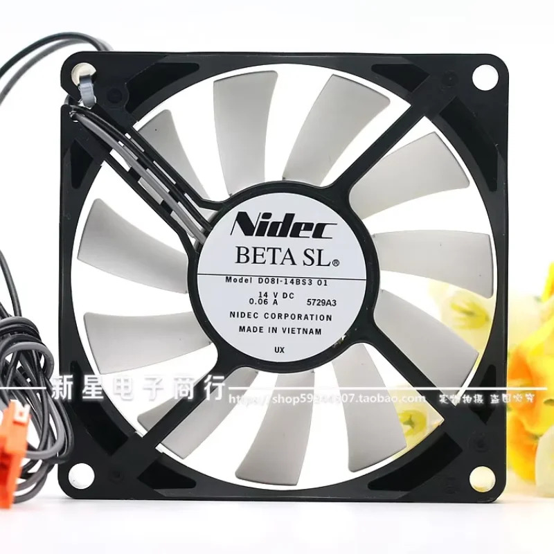 Nidec D081-14BS3 2 와이어 서버 냉각팬 DC 14V 0.06A 80x80x15mm