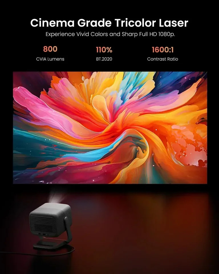 JMGO N1 휴대프로젝터 1080P FHD 4K 지원 150 인치 MALC홈 시어터 야외3색 레이저 영화 프로젝터 짐벌