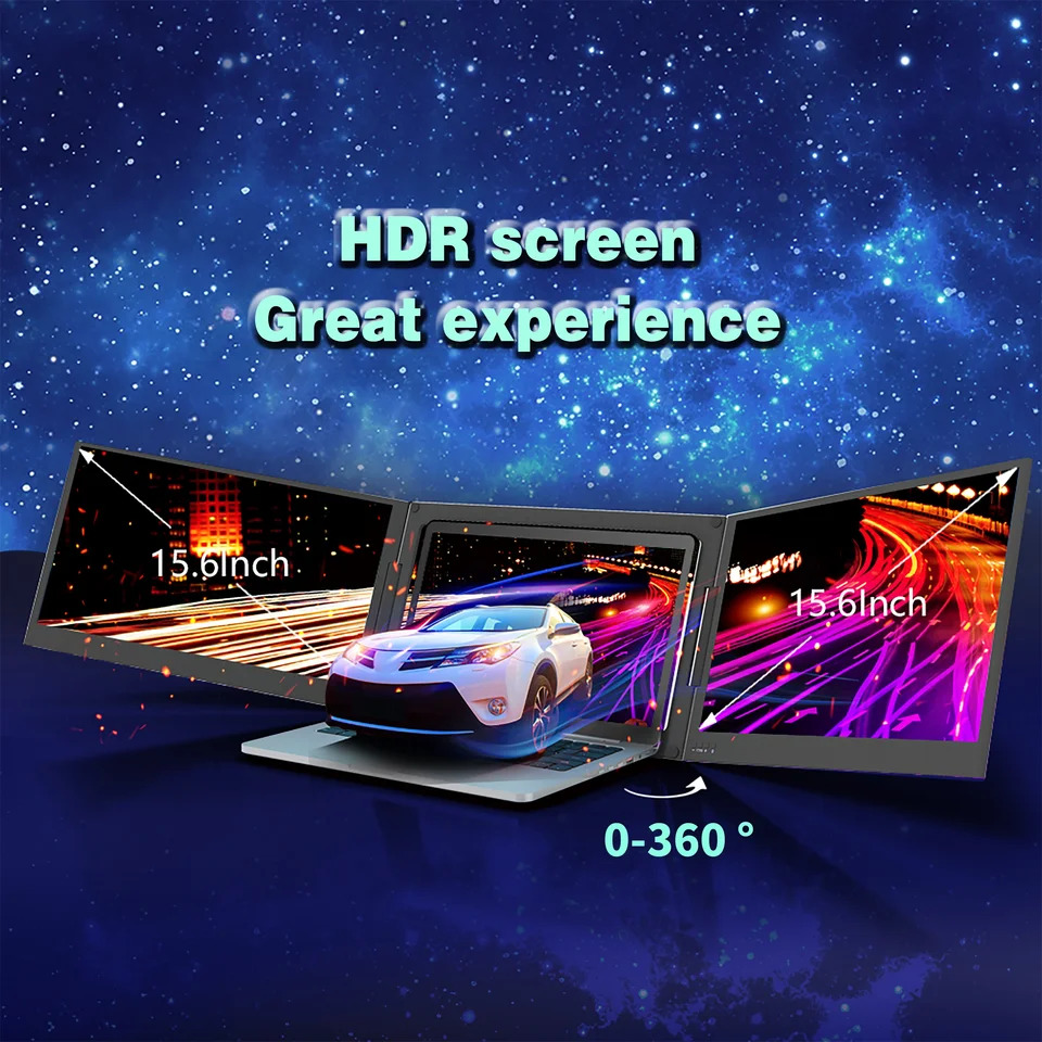 2024 USB C HDR 1080P IPS 휴대15.6 인치 노트북 트리플 스크린 익스텐더 워크스테이션