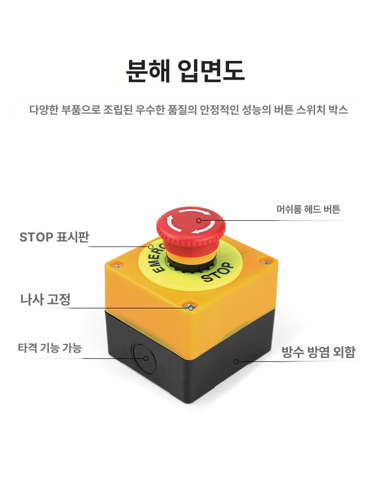 긴급 비상스위치 방수 보호 안전 실외 키 박스 비상정지 커버 푸시버튼 푸쉬 승강기용 - 상세 이미지 3