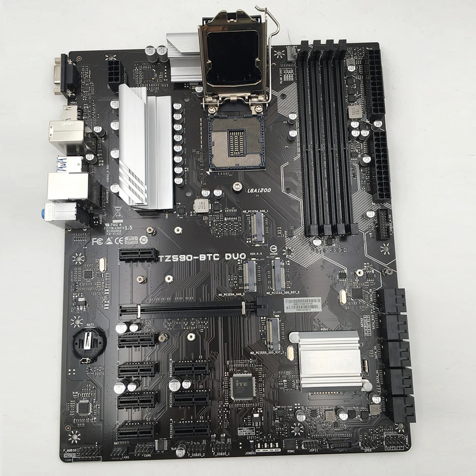 Biostar 마더보드TZ590-BTC DUO Z590 LGA1200 6Gb/s 지지대세대 11 세대 CPU 마이크로 DDR4 PCIe 3.0 128GB
