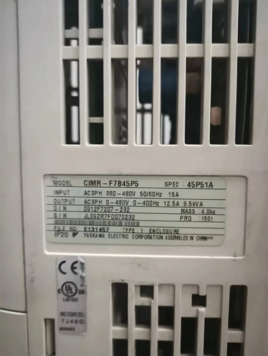 CIMR-F7B43P7 F7 시리즈 인버터 400V-3.7kW 기능 작동 OK 리퍼