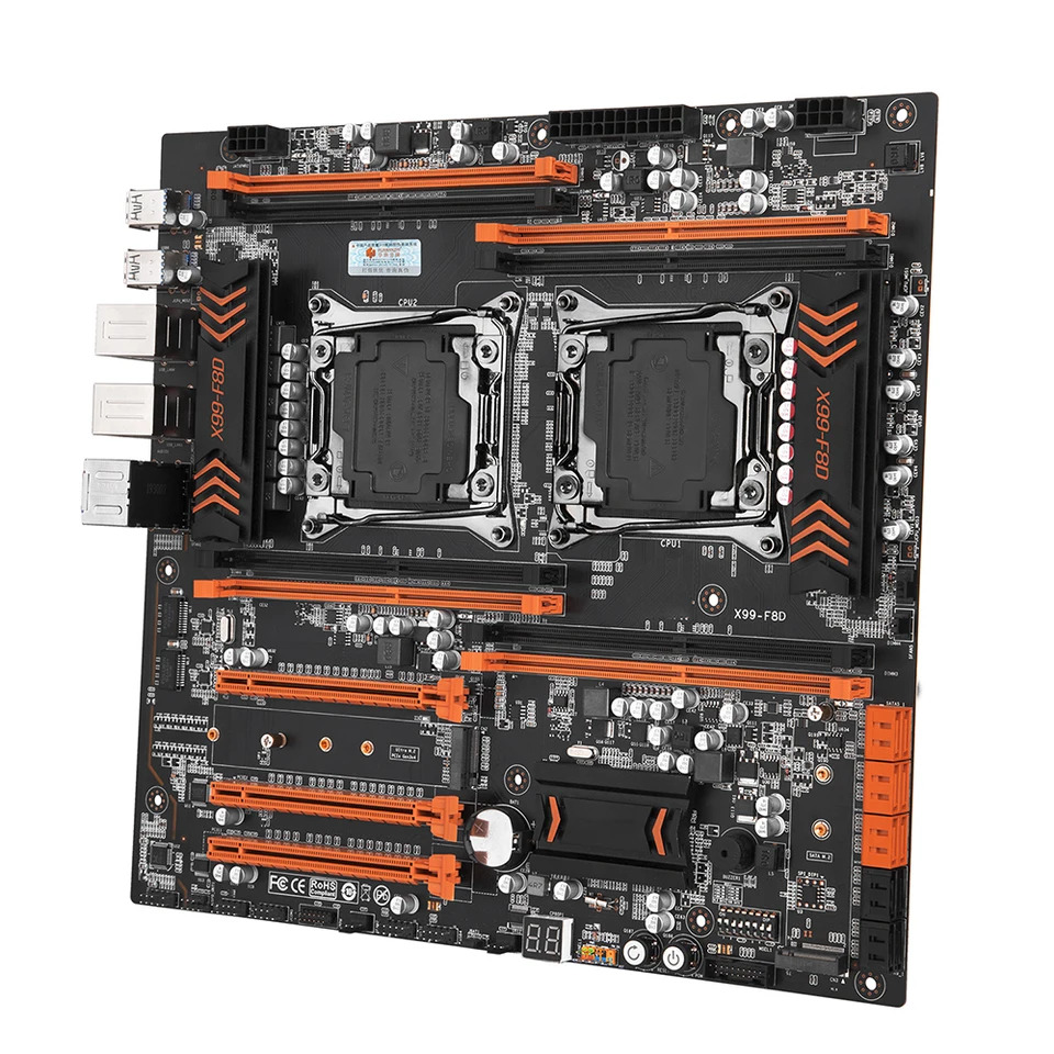 HUANANZHI 마더보드X99 F8D 듀얼 CPU X99 LGA 2011-3 E5 V3 DDR4