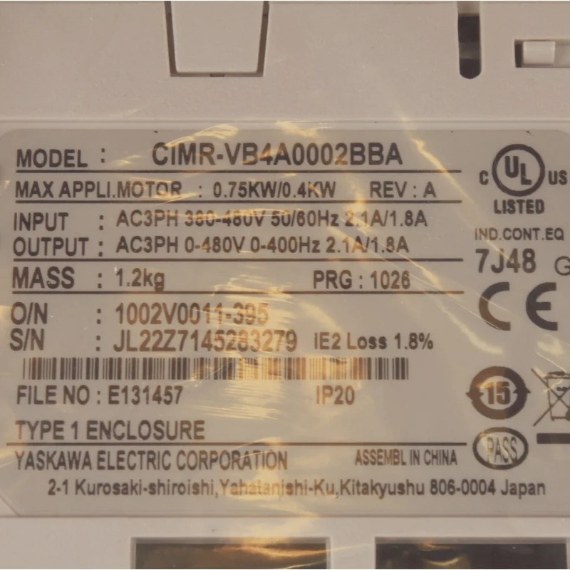 새 Yaskawa CIMR-VB4A0002BBA 인버터