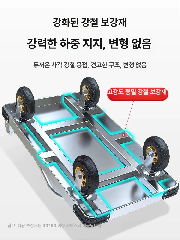 스텐 대차 운반카트 산업용 사륜형 업소용 스테인레스 망카트 끌차 짐수레 운반구 - 상세 이미지 2