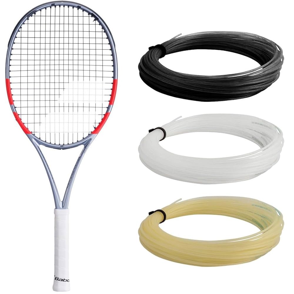 Babolat Pure Strike 100 16x19 4세대 (10.4cm(4 중간 장력에서 거트 - 1/8인치) 카본 범위 화이트 그레이 16g 테니스 라켓, 그립) - 상품 이미지