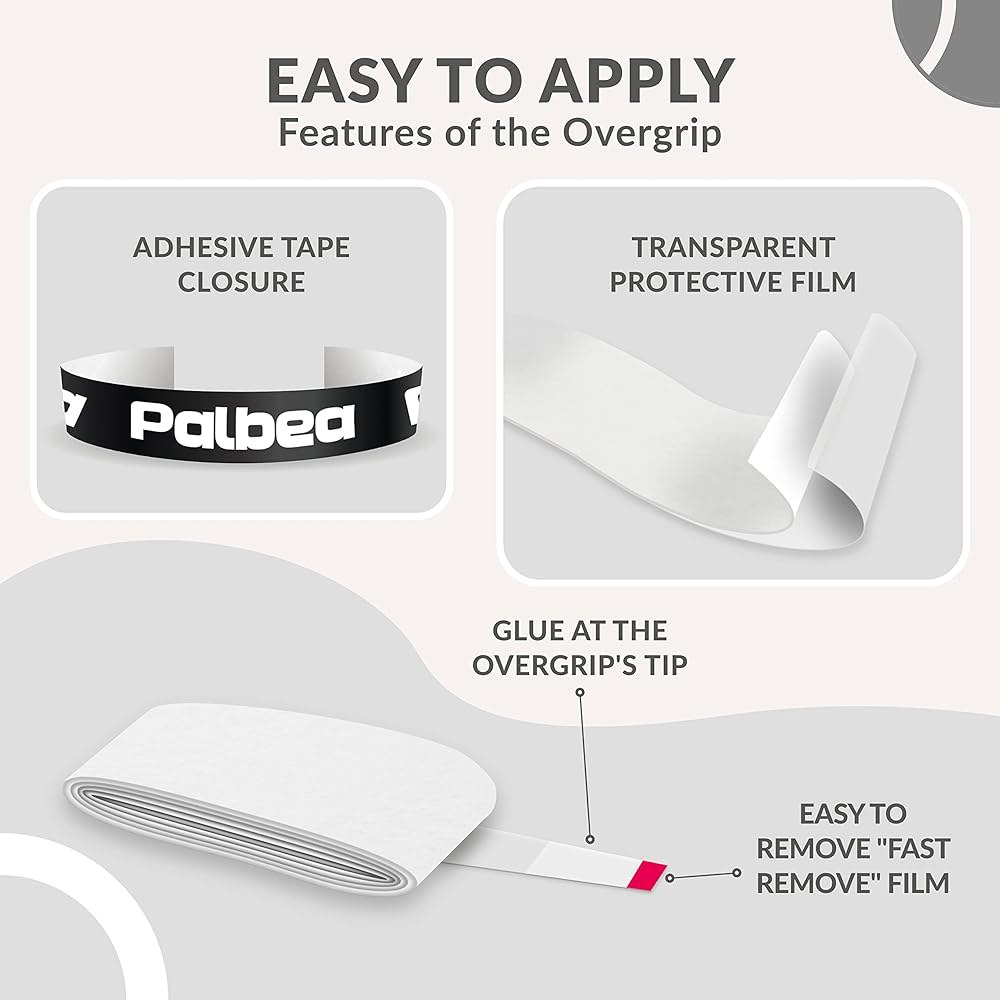 Palbea Padel 라켓 그립 테이프 - 흡수 적합합니다. 랩 팩. 및 오버그립. 미끄럼 방지를 22개 위한 테이프로도 테니스 3-pack White - 상세 이미지 3