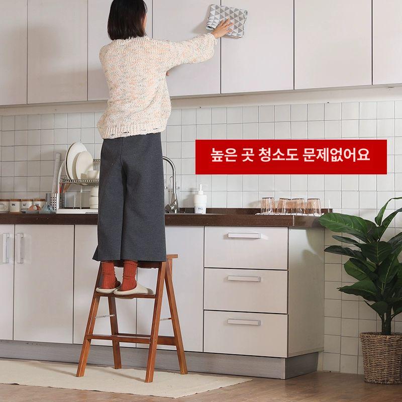간이 원목사다리 도서관 서점 인테리어 발판 목재 다기능 다용도 계단식 난간 - 상세 이미지 4
