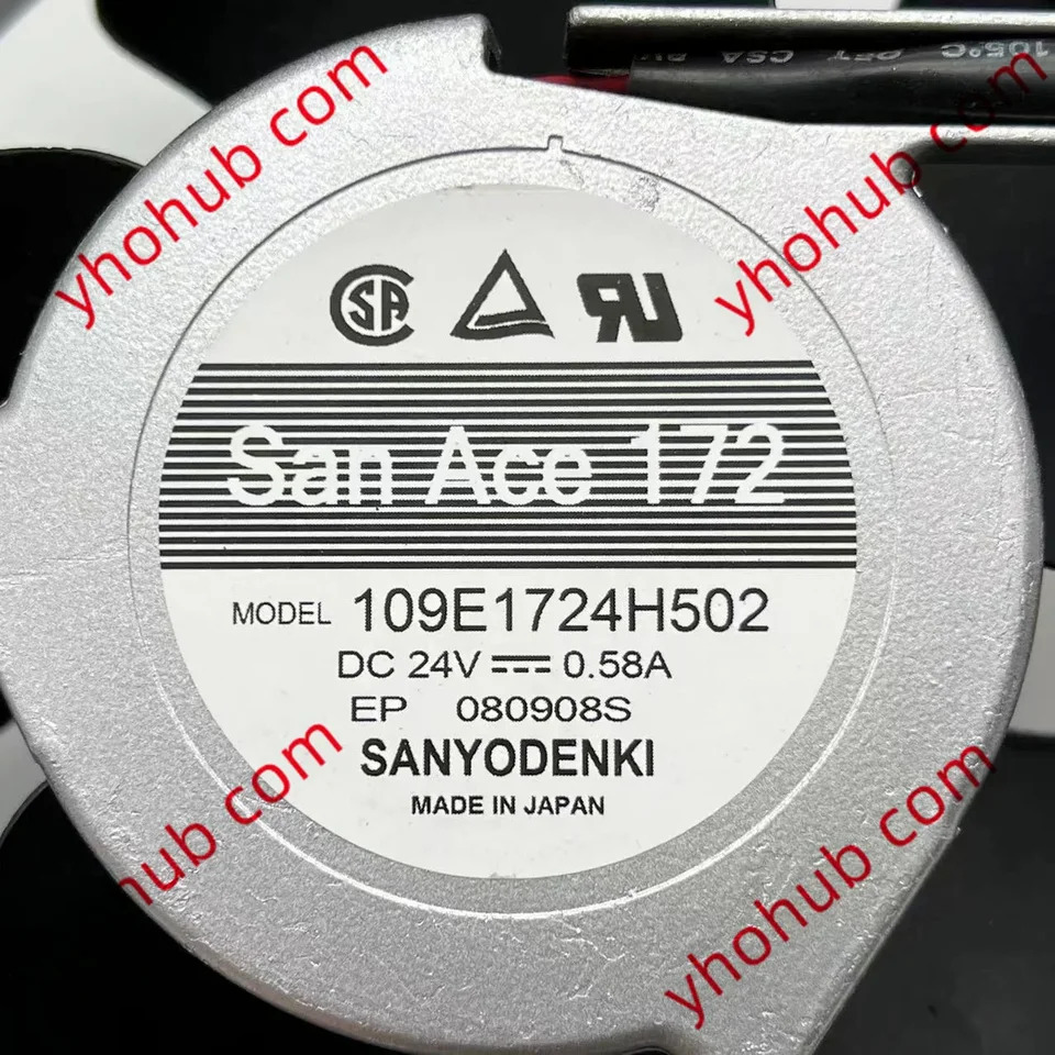 Sanyo Denki 2 와이어 서버 냉각팬 109E1724H502 DC 24V 0.58A 172X172X51mm