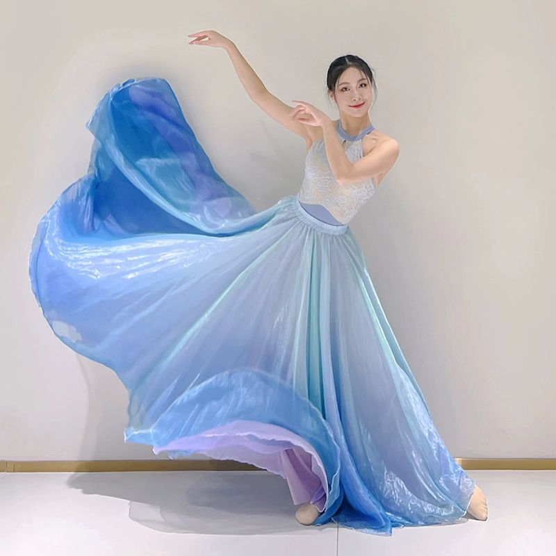 공연복 풀치마 무대 댄스 드레스 현대무용복 입시 우아한 현대무용스커트 사교 워십 - 상품 이미지