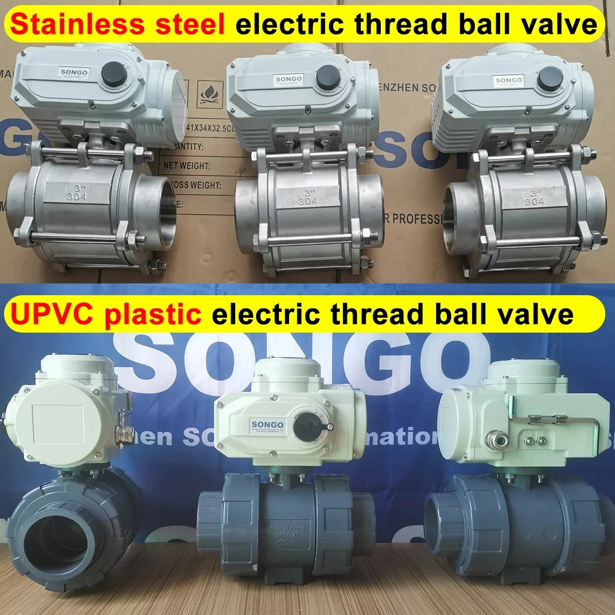 DN40 1.5 인치 트루 더블 유니온 소켓 PVC 볼 밸브더블 액션 작동 2 웨이 upvc 공압 밸브 포함