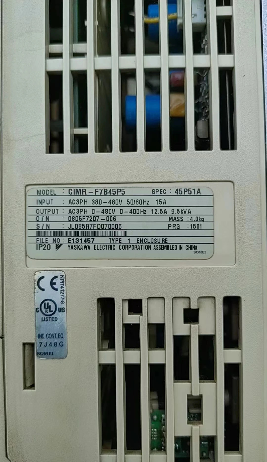 CIMR-F7B45P5 리퍼 F7 시리즈 인버터 400V-5.5kW 기능 작동 OK