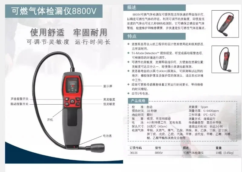 Ritchie 가연성 누출 감지기 천연 8800V