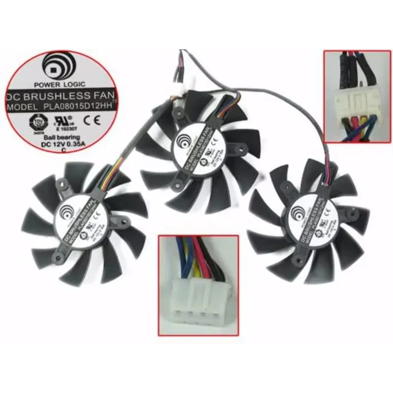 파워 로직 서버 프레임리스 냉각팬 PLA08015D12HH 12V 0.35A W160x7x4 D75xC42 3 팬