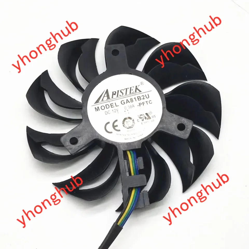 APISTEK Rotek GA81B2U PFTC DC 12V 0.38A 직경 C.T.C 서버 냉각팬 4 와이어 75mm 39mm