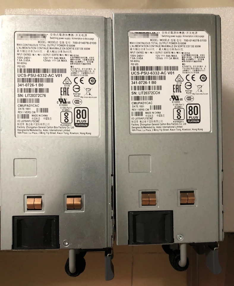 시스코 서버 전원공급장치UCS-PSU-6332-AC 700-014078-0100 PS-2651-2SC-LF